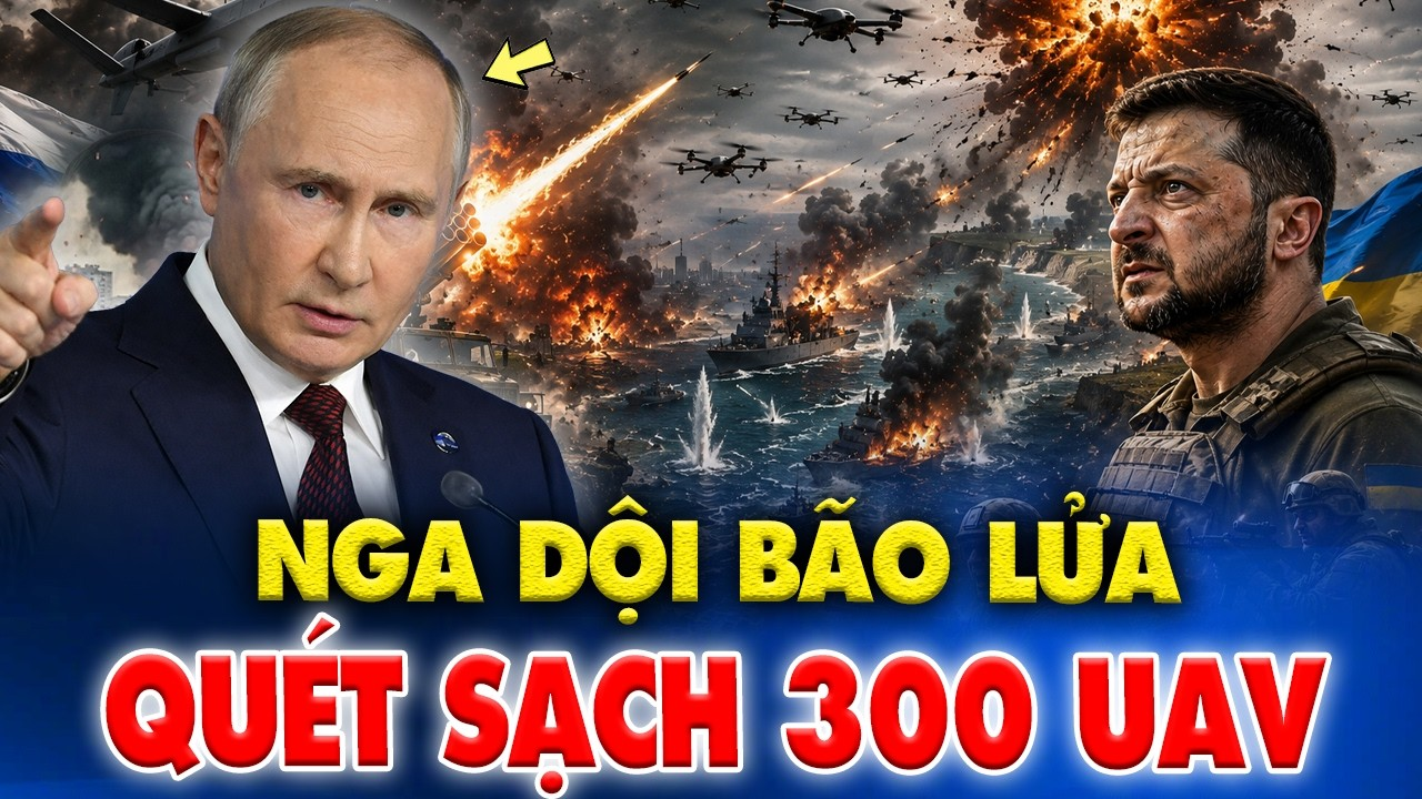 ĐẠI CHIẾN UAV CHẤN ĐỘNG: Nga dội bão lửa “quét sạch” 300 drone, Ukraine tung đòn vỗ mặt Caspi!