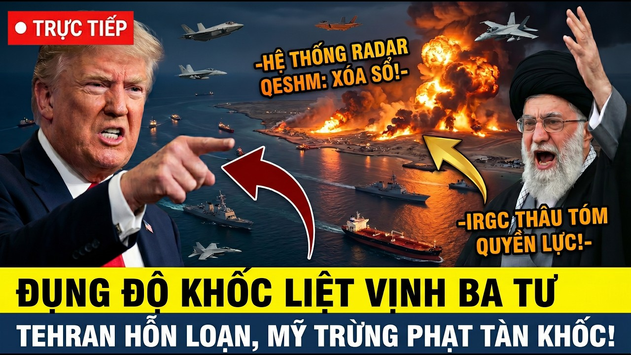 TRỰC TIẾP: ĐỤNG ĐỘ KHỐC LIỆT VỊNH BA TƯ – Toàn Bộ Radar Và Bộ Não Drone Của IRGC Bị Xóa Sổ