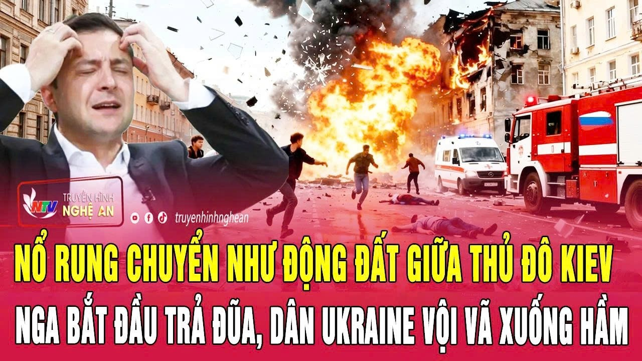Nổ rung chuyển như động đất giữa thủ đô Kiev, Nga bắt đầu trả đũa, dân Ukraine vội vã xuống hầm