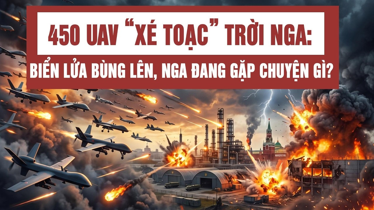 Hơn 450 UAV “xé toạc” bầu trời Nga: Biển lửa bùng lên, phòng không Nga gặp chuyện gì?