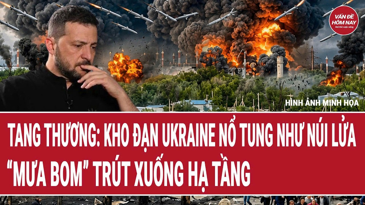 Bản tin thế giới: Tang thương: Kho đạn Ukraine nổ tung như núi lửa, “mưa bom” trút xuống hạ tầng