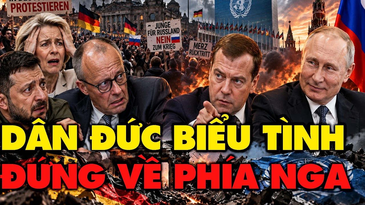 100 thành phố Đức biểu tình ủng hộ Nga, Friedrich Merz hứng đòn, Putin gạt phăng hòa đàm
